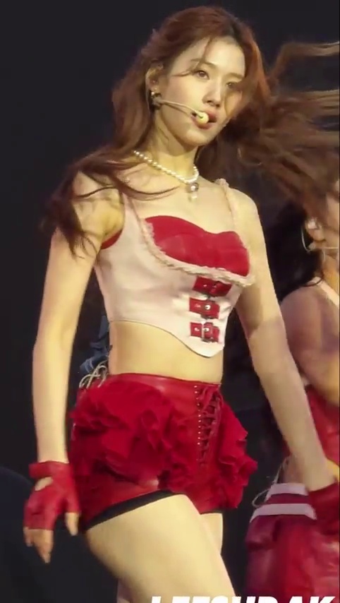 Red leather hot pants colpcon twice sana
